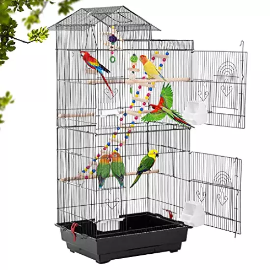 BestPet 39 inch Roof Top Large Flight Parrot Bird Cage Accessories Medium Roof Top Large Flight cage Parakeet cage for Small Cockatiel Canary Parakeet Sun Parakeet Pet Toy