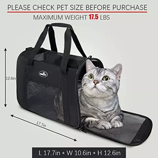 KUKUPAI Pet Bag, Soft Edge Folding Cat and Dog Carrier, Pet Travel Bag. Suitable for Large and Medium-Sized Cats, Small and Medium-Sized Dogs., black, One Size