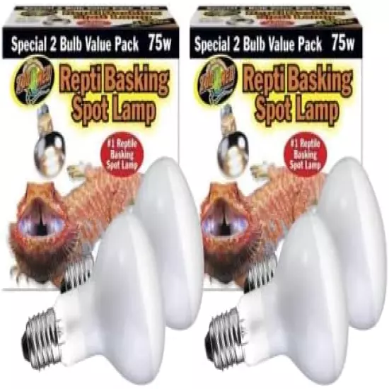 DBDPet Zoomed Reptile Basking Spot Lamp 75 Watts (2 Per Pack) - Includes Attached Pro-Tip Guide… (1)