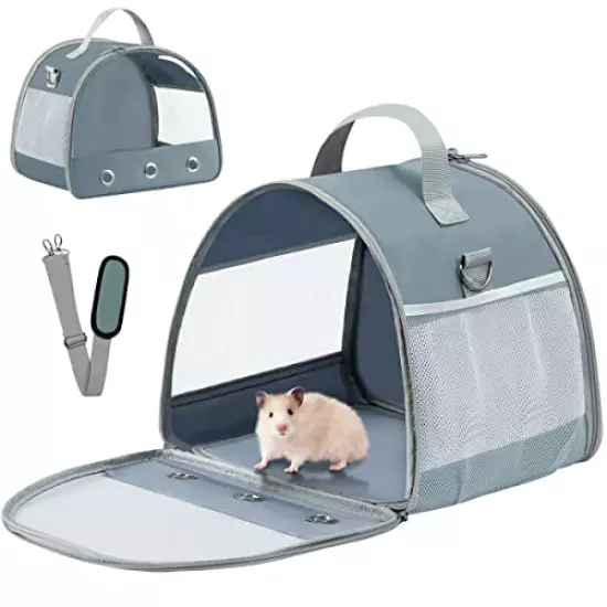 KIKIMINK Small Pet Carrier Bag, Guinea Pig Carrier, Hamster Hedgehog Cage, Portable Small Animal Bag, Breathable Bird Rat Bunny Squirrel Carrier, Travel Carrier Outdoor Handbag