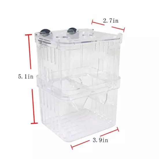 Aquarium Fish Breeder Box, Hatching Incubator Isolation Box Self-Floating Transparent for Guppies Baby Fish Hatchery Tank 2Pcs