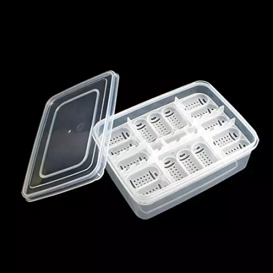 16 Grids Reptile Breeder Box Professional Plastic Reptile Breeding Box Hatching Incubator for Amphibians Snakes Lizards Turtles Tortoises Geckos with Eggs Tray Thermometer Not Included 6.6×4.8×2.4inch