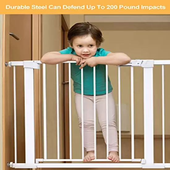 Tokkidas 29.5"-40.6" Auto Close Baby Gate, Extra Wide Child Gate with Door, Easy Walk Thru Dog Gate for Stairs, Doorways, House, Includes 2.75" & 5.5" Extension, Pressure Mounted Kit NO Drilling