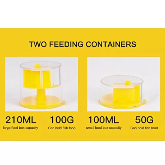 Putybudy Fish Tank Automatic Feeder, 12H/24H Scheduled Time Intelligent Food Dispenser, Large Capacity Fish Feeder for Aquarium Small Fish and Turtle Tanks, Yellow