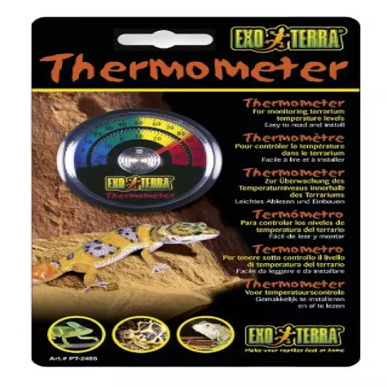 Exo Terra Thermometer For Reptile Terrarium, Celsius And Fahrenheit Thermometer, PT2465 Blacks &amp; Grays