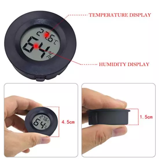 POPETPOP Round Digital Hygrometer Thermometer - Mini Hygrometer Thermometer Electronic Digital Hygrometer Acrylic Reptile Pet Humidity Meter For Humidors Greenhouse 4pcs