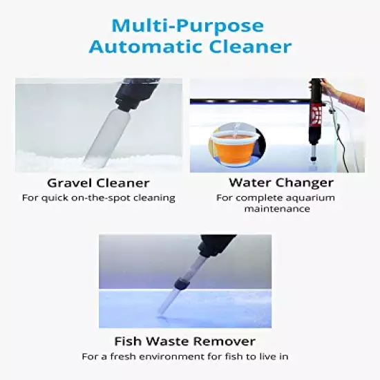 NICREW Automatic Gravel Cleaner, Electric Aquarium Vacuum Cleaner, 2 in 1 Sludge Extractor for Medium and Large Tanks