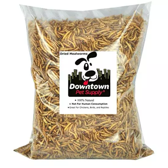 Downtown Pet Supply Dried Mealworms - Rich In Vitamin B12, B5, Protein, Fiber And Omega 3 Fatty Acids - Chicken, Duck And Bird Food - Reptile And Turtle Food