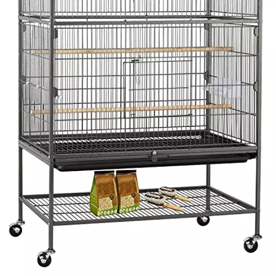 Topeakmart Wrought Iron Large Flight Parrot Bird Cage with Rolling Stand for Multiple Parakeets Conure Cockatiel Cage