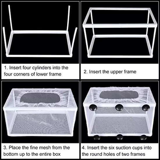 FVIEXE 8PCS Breeder Box for Fish Tank Net Aquarium Fish Breeder Box Big Nylon Mesh Fish Fry Hatchery Breeder Box Separation Net Hang on Fish Isolation Box Hatching Box Juvenile Fish Spawning Incubator