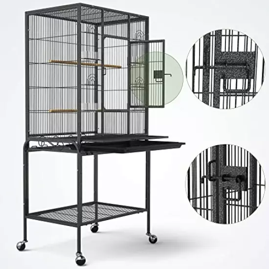 YINTATECH 53-inch Bird Cage for Parakeets Cockatiels Parrot Sun Conure Green-Cheeked Parakeet Lovebird Canary Finch Lovebird Pigeons Parrotlet with Rolling Stand