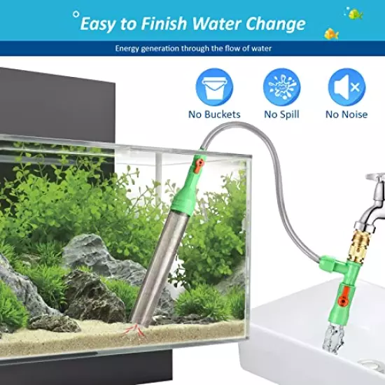 ZZM Fish Tank Cleaning Tools,Aquarium Water Changer kit, Siphon Fish Tank Vacuum Gravel Cleaner, Universal Water Faucet for Aquarium Quick Water Change