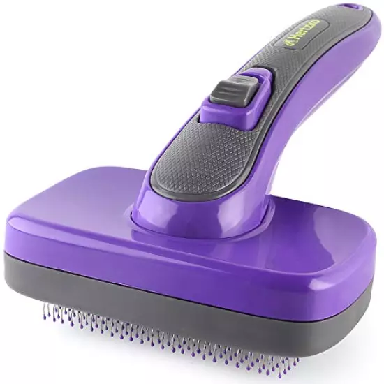 Hertzko Self-Cleaning Slicker Brush For Dogs, Cats - The Ultimate Dog Brush For Shedding Hair, Fur - Comb For Grooming Long Haired & Short Haired Dogs, Cats, Rabbits & More, Deshedding Tool, Cat Brush