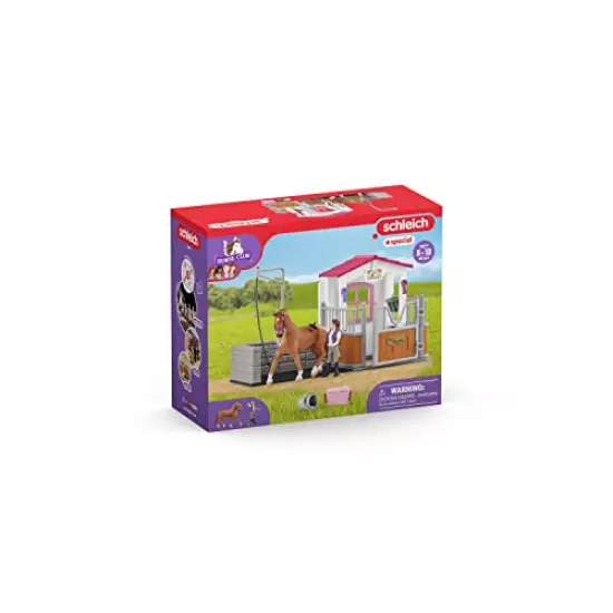 Schleich Horse Club 13-Piece Horse Toy for Girls and Boys Ages 5+, Horse Wash Area with Stall (72177)