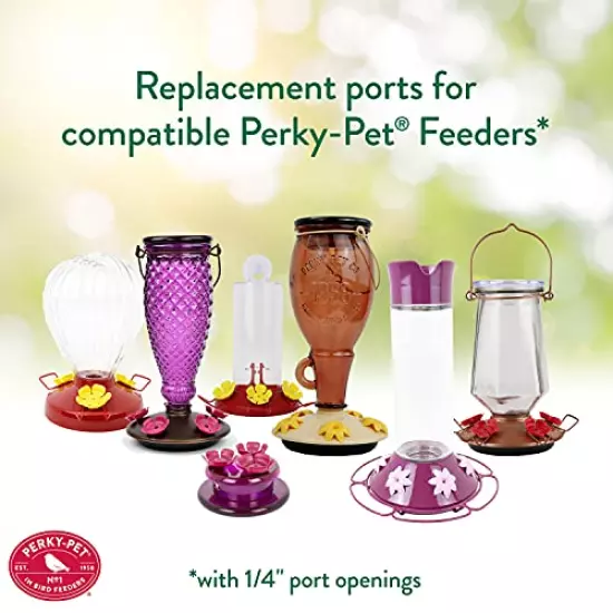 Perky-Pet 91CF Replacement Pink Hollyhock Flower Ports & Perches-6 Pk