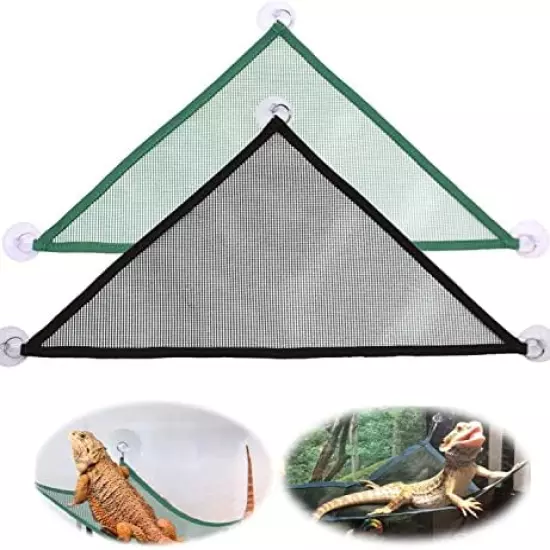 Ckjtfiudst 2 Pack Bearded Lizard Dragon Hammock , Reptile Lizard Lounger, Ladder Bearded Dragon Hammock , Accessories For Bearded Dragons Geckos Lizards Reptile Green Black