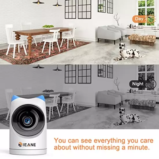 SIEANE 5G Security Pet Camera, Wireless WiFi Monitor Camera with Phone App for Home Baby Pet Dog Cat, 1080P HD Pan/Tilt/Zoom Motion Detection Night Vision Dome Camera Cloud & SD Card Storage