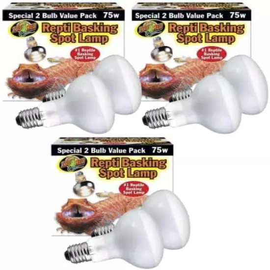 DBDPet Zoomed Reptile Basking Spot Lamp 75 Watts (2 Per Pack) - Includes Attached Pro-Tip Guide… (1)