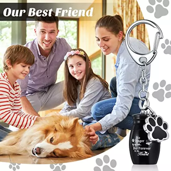 Tudomro Cylinder Cremation Urn Keychain Memorial Ashes Jewelry Pet Urns for Dogs Ashes Pet Cremation Jewelry Dog Ashes Keepsake Stainless Steel Pet Puppy Dog Paw Charm with Storage Bag for Memorial