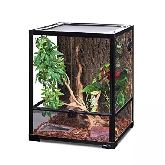 REPTI ZOO Reptile Glass Terrarium, 18" X 18" X 24" Front Opening Terrarium With Double Hinge Door & Top Screen Ventilation, 30 Gallon Tank Large Reptile Terrarium (Knock-Down)