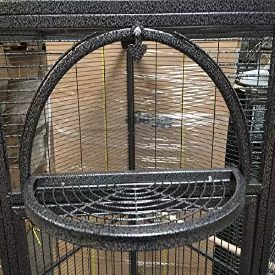 64" Extra Large Corner Bird Flight Breeding Wrought Iron Rolling Parrot Cage with Around Seed Guard