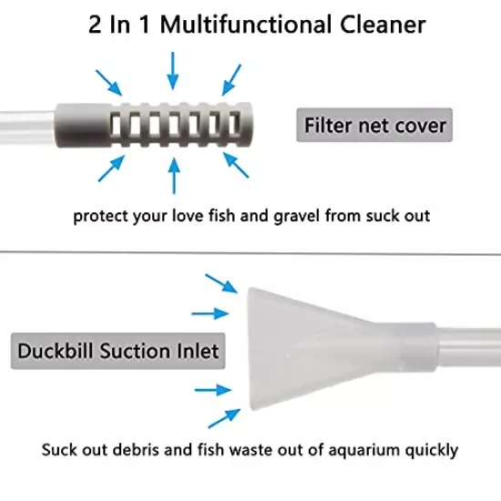 AREPK Small Fish Tank Cleaner and Aquarium Water Changer Siphon with a Thinner Water Tubing. Perfect for Cleaning Small Fish Tanks, Gravel Vacuum for Aquarium Kit