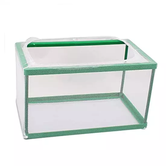 Aquarium Fish Breeder Box, Fish Isolation Box, Hatching Box, Juvenile Fish Spawning Incubator, Water Isolation Net Hatcher, Nylon Mesh Fish Fry Hatchery Breeder Box Separation Net（Green L）