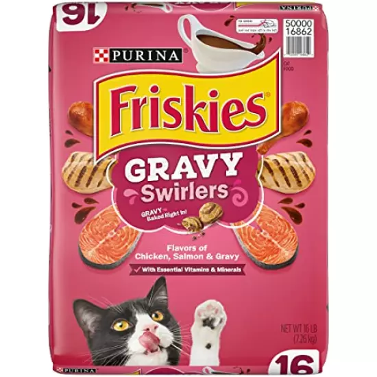 Purina Friskies Dry Cat Food, Gravy Swirlers - 16 lb. Bag