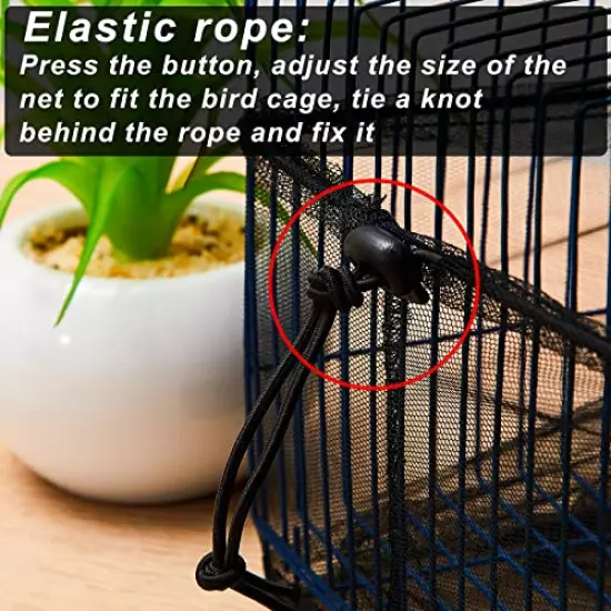 Adjustable Bird Cage Net Cover Birdcage Seed Feather Catcher Soft Skirt Guard Birdcage Nylon Mesh Netting for Parrot Parakeet Macaw Round Square Cages