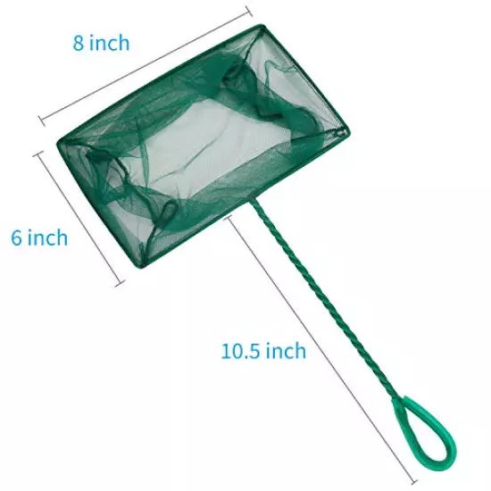 Pawfly 8 Inch Aquarium Fish Net Fine Mesh Fish Catch Nets with 10.5 inch Plastic Handle - Green