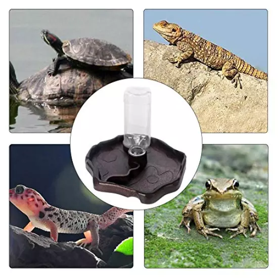 Tfwadmx Reptile Water Bottle, Turtle Food And Water Bowl Automatic Feeders Waterer Tortoise Dispenser Bottle Feeding Dish For Lizard Chameleon