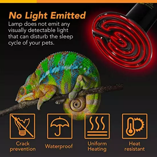 Simple Deluxe 150W Reptile Heat Bulb And 8.5 Inch Clamp Light, 40-108 Degrees Fahrenheit Digital Thermostat Controller Included, For Amphibian Pet & Incubating Chicken