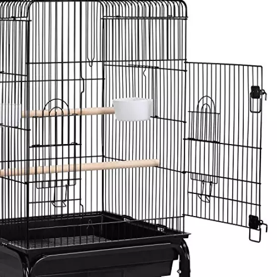 Yaheetech Open Top Rolling Parrot Bird Cage for Cockatiel Sun Parakeet Green Cheek Conure Mid-Sized Parrot Cage with Detachable Stand