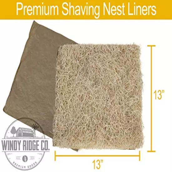 Windy Ridge Co. Natural Chicken Nesting Pads - 10 Pack - Aspen Excelsior Bedding Hen Nest Box Liners - USA Made - 13" x 13"