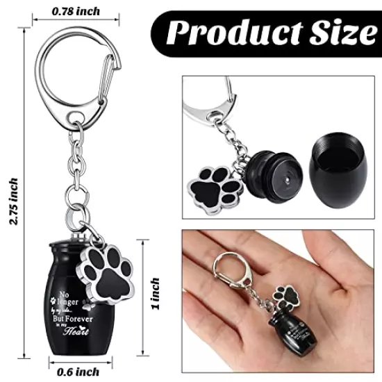 Tudomro Cylinder Cremation Urn Keychain Memorial Ashes Jewelry Pet Urns for Dogs Ashes Pet Cremation Jewelry Dog Ashes Keepsake Stainless Steel Pet Puppy Dog Paw Charm with Storage Bag for Memorial