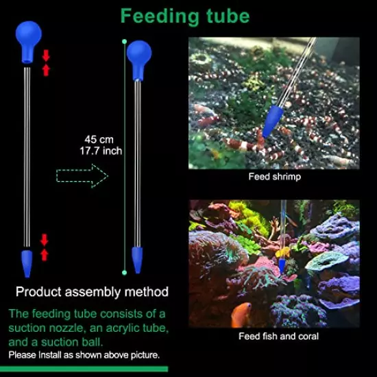 11.8 Inch Shrimp Feeding Tube with Shrimp Feeding Dish，Shrimp Feeding Bowl with Suction Cup，Feeding Tube Cleaning Brush，Aquarium Feeder with Bulb，Feeding Ring，Aquarium Sucker Feeding clamp,Fish net