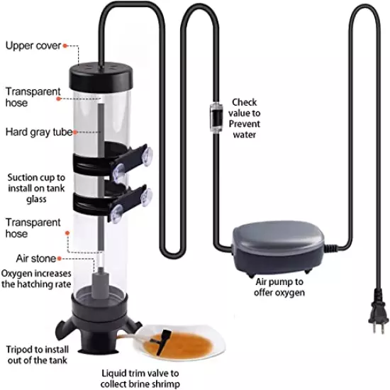 Brine Shrimp Hatchery Kits brine Shrimp Eggs Incubator Hatchery brine Shrimp Eggs Incubator Artemia Hatchery with Silver air Pump