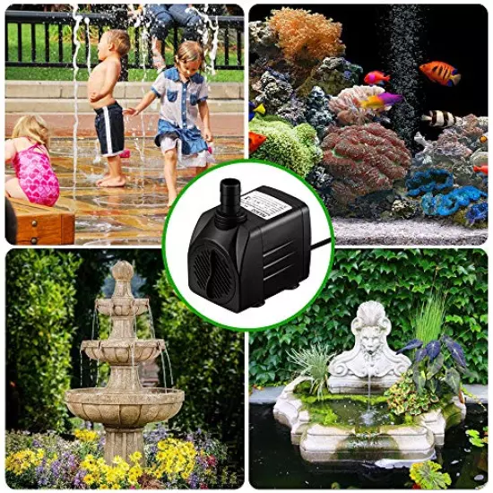 PULACO 400GPH Submersible Water Pump with 5 ft Tubing, 25W durable fountain water pump for Pond Fountain, Aquariums Fish Tank, Statuary, Hydroponics