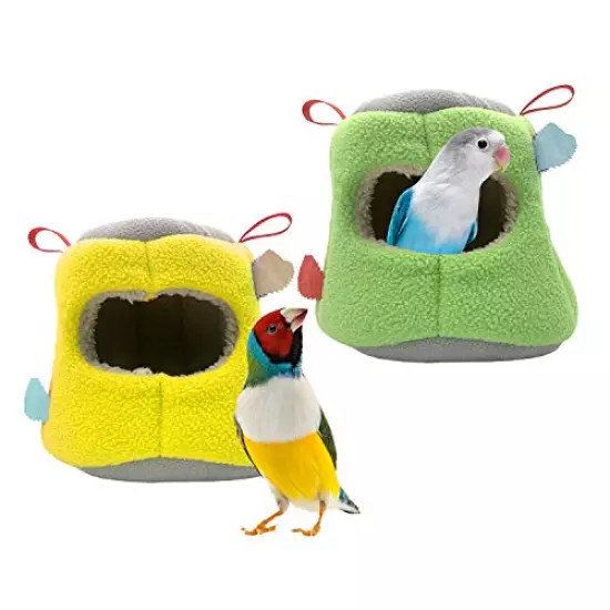 ZYP 2 Packs Winter Warm Bird Nest, Bird Snuggle Cave Shed Hut Hanging Hammock Cage, Plush Birds Hideaway Sleeping Bed House for Parakeet Cockatiel Conure Cockatoo Macaw