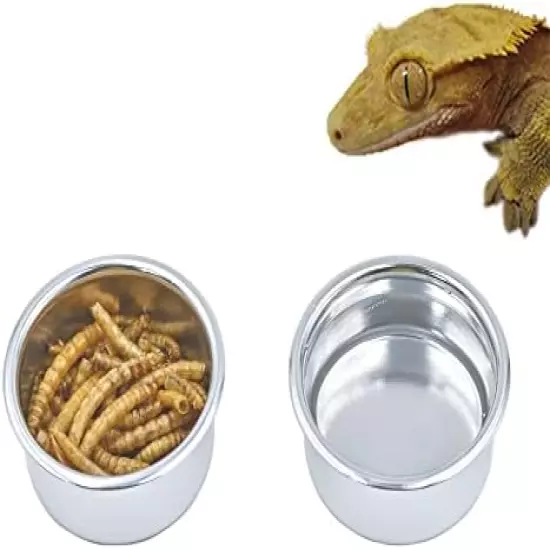 MRTIOO Crested Gecko Food And Water Feeder Cups, Reptile Feeding Bowls, For Lizard And Other Small Pet Ledge Accessories Supplies