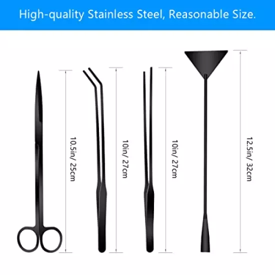 Liveek Aquarium Aquascape Tools Kit, 4 in 1 Anti-Rust Aquatic Plant Aquascaping Tool Stainless Steel Tweezers Scissors Spatula for Aquarium Tank Clean Fish Tank Aquascape Tools Sets…