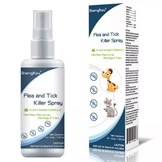 Flea and Tick Spray for Dogs & Cats Safe Humans Kids & Pet Vet's Treatment Best Pets Ticks, Fleas and Insect Killer Best for Home Yard, Outdoor and Indoor House, No Powder and Natural, Charity !