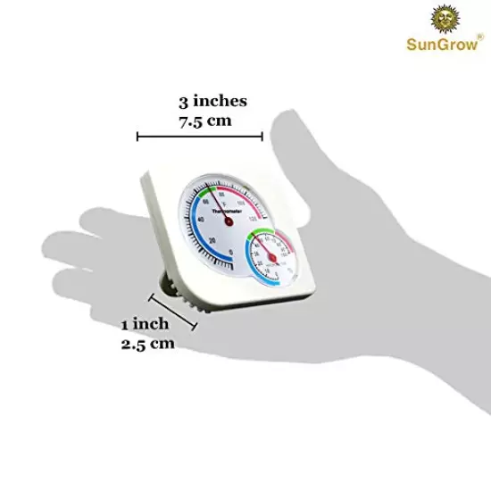 SunGrow Hermit Crab Humidity & Temperature Meter, Analog Gauges, Measures In Fahrenheit & Percent, Dual Thermometer & Hygrometer For Terrariums And Reptile, Amphibian & Hermit Tanks