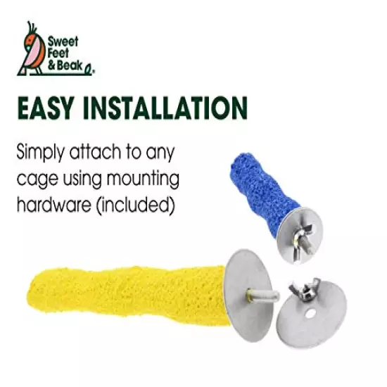 Sweet Feet and Beak Comfort Grip Safety Perch for Bird Cages - Patented Pumice Perch for Birds to Keep Nails and Beaks in Top Condition - Safe Easy to Install Bird Cage Accessories