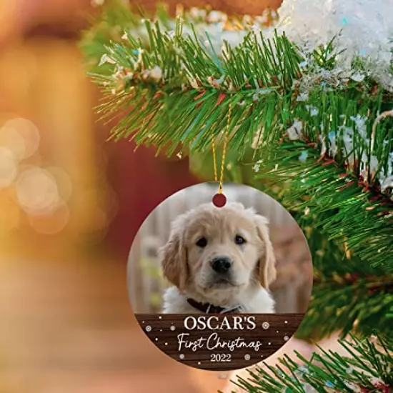 Dog's First Christmas Photo Ornament, Personalized Dog Christmas Photo Ornament, Custom Photo Memorial Gift to Dog Lover, Dog Christmas Ornament 2022, Pet Memorial Ornament, Christmas Ornament