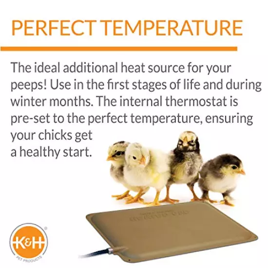 K&H Pet Products Thermo-Peep Heated Pad Tan Petite 9 X 12 Inches