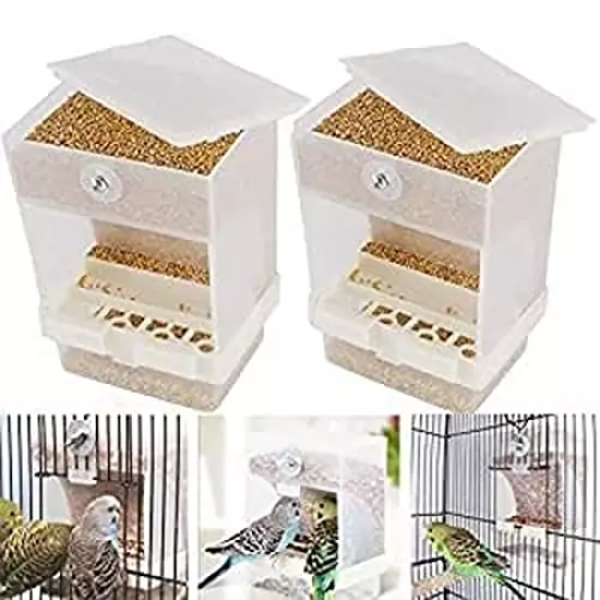 Parrot Automatic Feeder,No-Mess Bird Feeder,Cage Accessories for Budgerigar Canary Cockatiel Finch Parakeet Seed Food Container by Old Tjikko