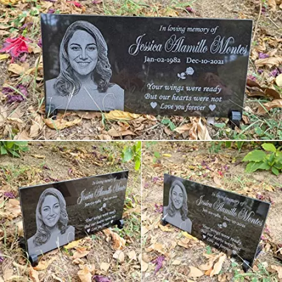 ODB 12x6 inches Personalized Human Memorial Stones, Black Granite Memorial Garden Stone, Gifts for Someone Who Lost a Loved One, or Pet, Dog, Cat(12x6inches (30x15cm))