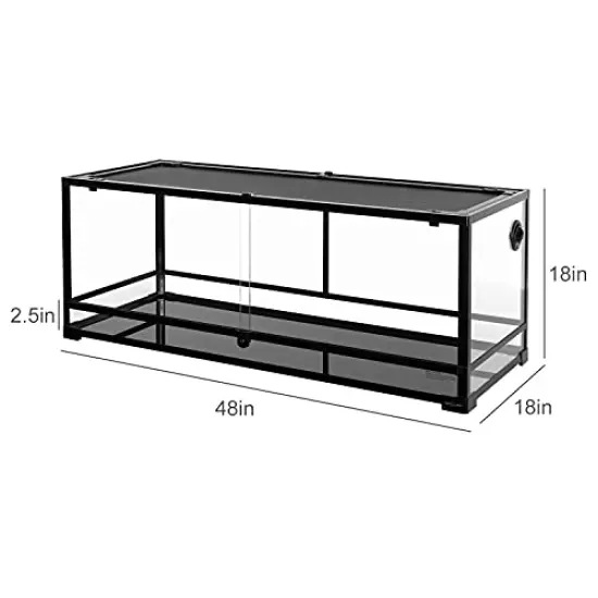 REPTI ZOO 67 Gallon Reptile Large Terrarium Newly Upgraded All Glass 48" X 18" X 18" Double Hinge Door With Top Ventilation Reptile Terrarium(Knock-Down)