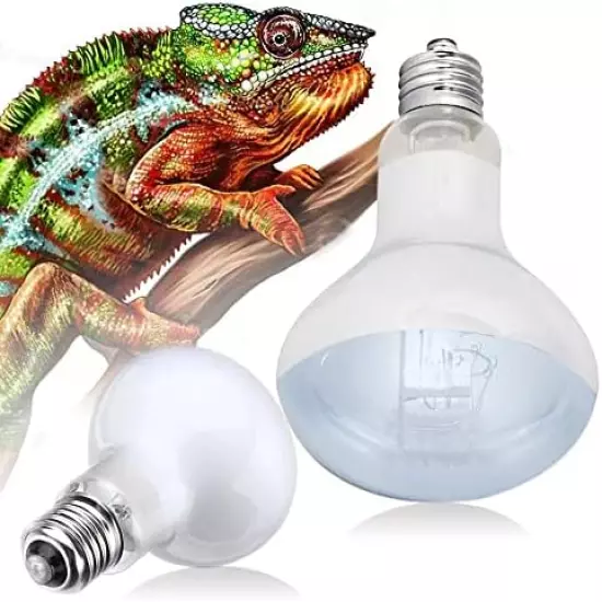 MCLANZOO 2 Pack 100W Reptile Heat Lamp Bulb Infrared Basking Spot Heat Lamp For Reptiles & Bearded Dragon Amphibian, Chicks, Dog Heating Use With Stick-on Digital Temperature Thermometer